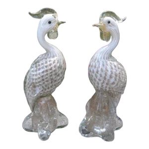 Pair of Murano Glass Birds Attributed to Archimede Seguso