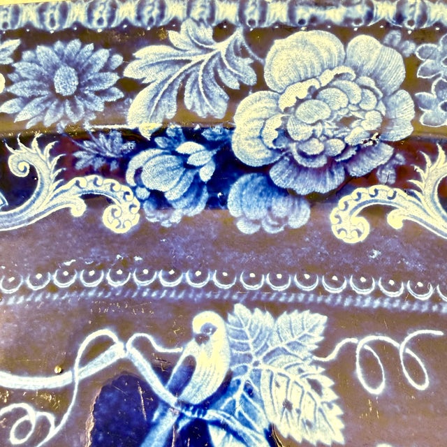 Ceramic Stubbs & Kent Georgian Cobalt Transferware ‘ Birds and Fruits’ Platter, Circa 1830 For Sale - Image 7 of 13
