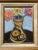Original 8 x 10 painting on canvas board signed bottom right Overall size with vintage frame with aged linen liner is 18 x 20