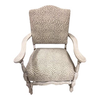 Early 20th Century Spanish Revival Armchair With Textured Kravet Upholstery For Sale