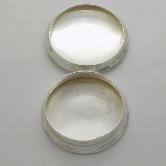Metal Vintage Italian Handmade Genuine Silver Rounded Pill Snuff Trinket Box, 1970s For Sale - Image 7 of 12