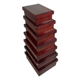 Kiridame Wooden Nesting Boxes, Japan, 1920s, Set of 7 For Sale