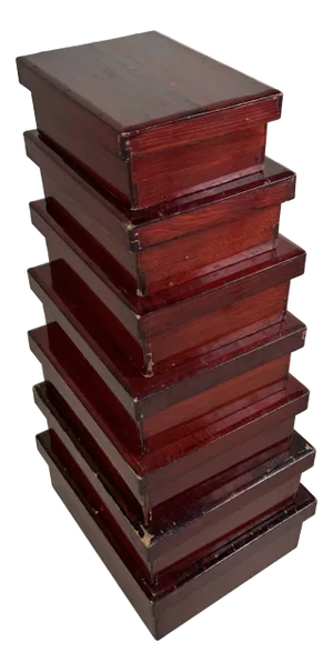 Kiridame Wooden Nesting Boxes, Japan, 1920s, Set of 7