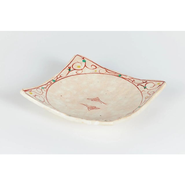 Mid 20th Century Ceramic Glazed Square Plate With Hand Painted Designs For Sale - Image 5 of 12