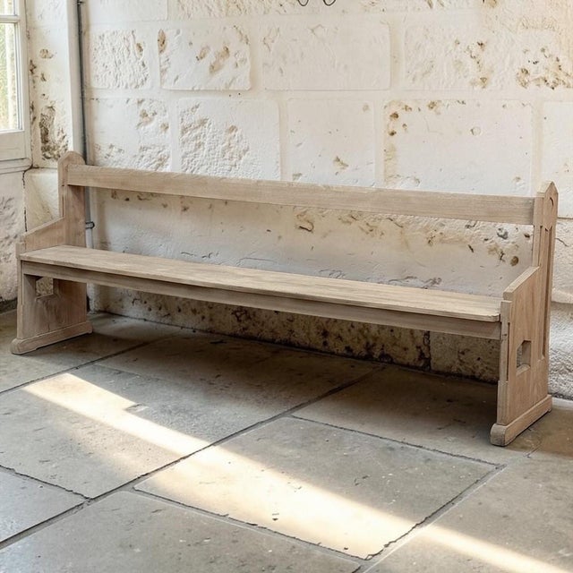 Gothic 19th Century Gothic Revival Stripped Oak Church Bench For Sale - Image 3 of 18