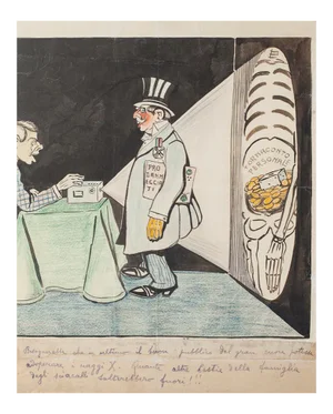 Political Radiography- China Ink and Pastel by G. Scalarini - Early 20th Century Early 20th Century