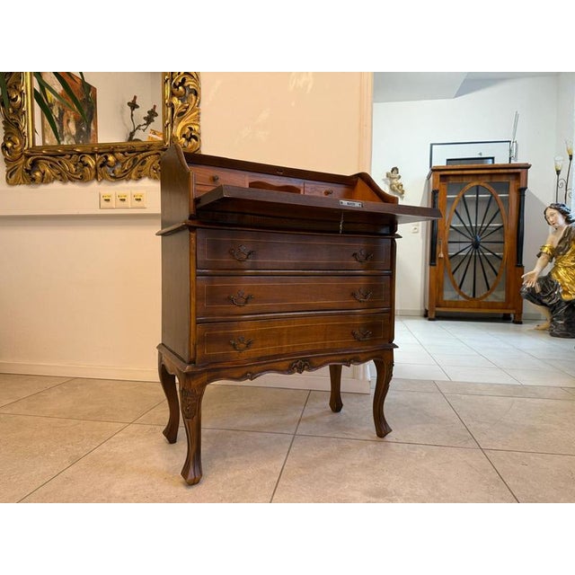 Baroque Secretaire in Burl Wood, 1980s For Sale - Image 6 of 15