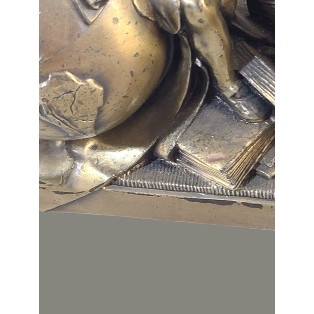 Early 20th Century Pair of Antique Christopher Columbus Bronzed Bookends Maps, Books, Globe C1927 For Sale - Image 5 of 12
