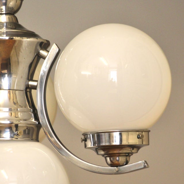 Vintage Bauhaus Glass Chandelier, 1930s For Sale - Image 10 of 11
