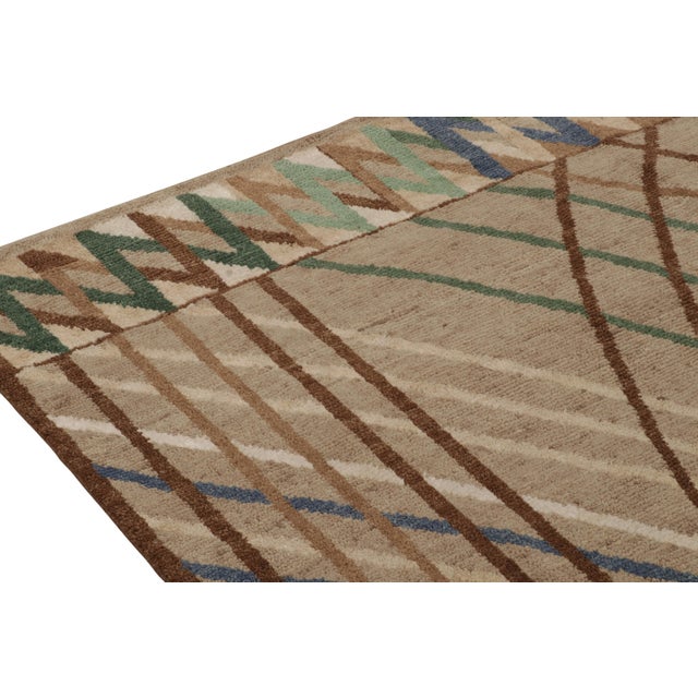 Rug & Kilim Rug & Kilim’s Swedish Deco Style Rug in Beige-Brown With Multicolor Geometry For Sale - Image 4 of 7