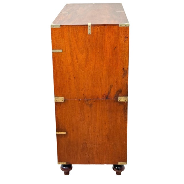 Military Campaign Camphor Wood Chest of Drawers, 1860 For Sale - Image 4 of 16