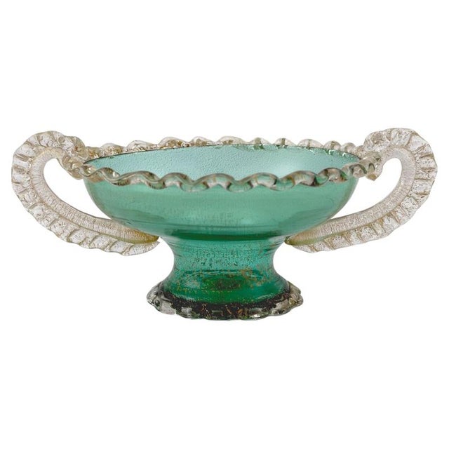 Venetian Style Murano Glass Tazza with Gold Inclusions, Italy, 1950s For Sale - Image 10 of 10