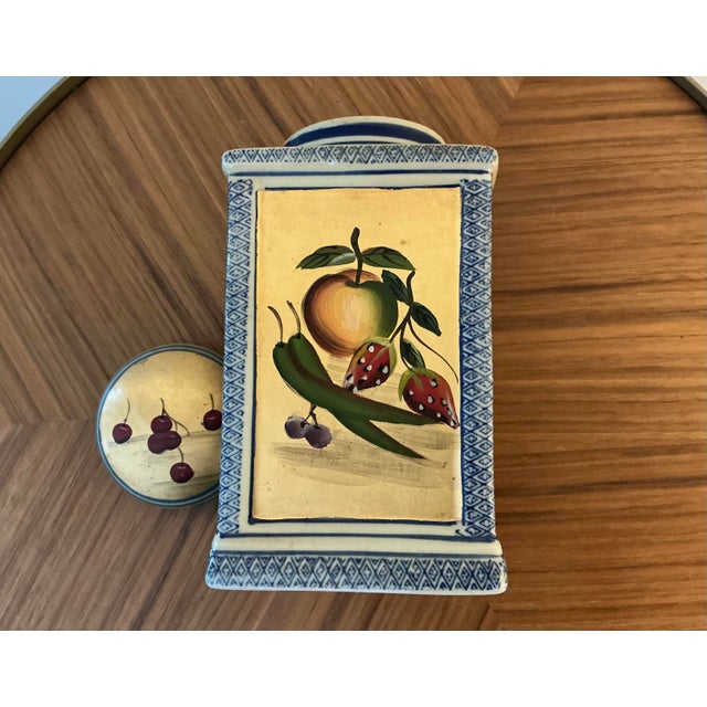 Gold Vintage Chinese Hand-Painted Fruit Ginger Jar With Lid, 9” For Sale - Image 8 of 12