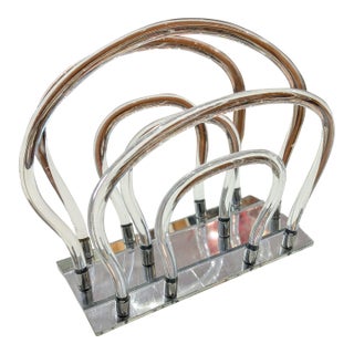 Lucite & Chrome Magazine Rack / Record Organizer, Circa 1970s For Sale