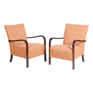 Set of Art Deco Armchairs in Beech, 1930s For Sale