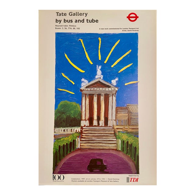 David Hockney Tate Gallery Centenary `1897 to 1997, Tate Gallery by Bus or Tube Poster For Sale