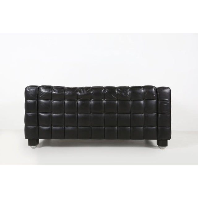 Black Leather Model 8020 Kubus Sofa by Josef Hoffmann for Wittmann, Austria, Early 1980s For Sale - Image 6 of 13