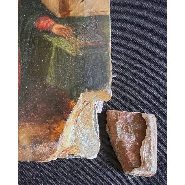 17th Century Annunciation Painting in Elaborate Giltwood Baroque Frame For Sale - Image 9 of 18