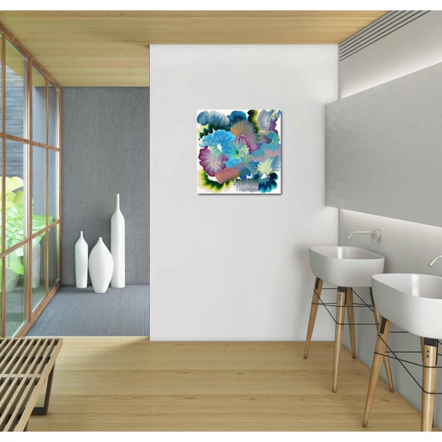 Textile Blooming - Colorful Expressive Contemporary Abstract Art on Canvas Original Artwork by Shiri Phillips For Sale - Image 7 of 9