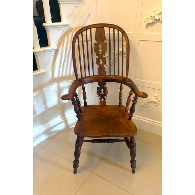 Antique English Yew Wood Windsor Hoop Back Armchair, 1860 For Sale - Image 11 of 15