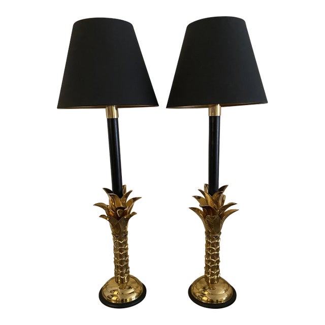 Mid 20th Century Frederick Cooper Hollywood Regency Palm Tree Table Lamps - a Pair For Sale