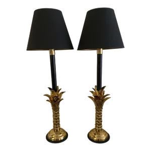 Mid 20th Century Frederick Cooper Hollywood Regency Palm Tree Table Lamps - a Pair
