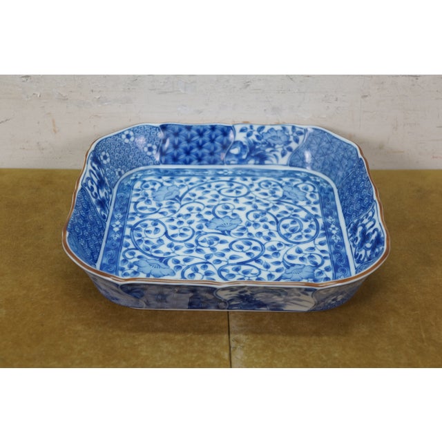 Mid 20th Century Japanese Minoyaki Nejiri Shouzui Sometsuke Arabesque Porcelain Serving Dishes - 5pcs For Sale - Image 4 of 16