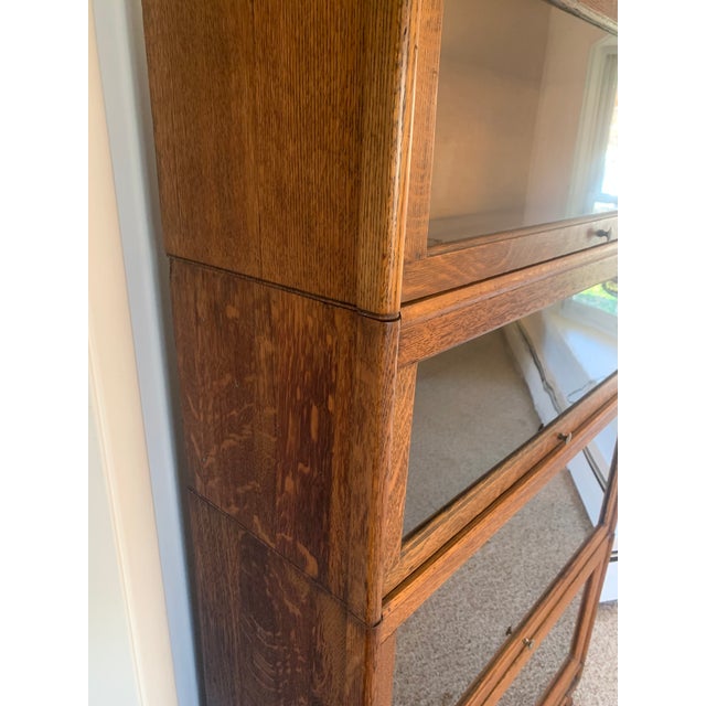 Antique Widman Quartersawn Tiger Oak 4-Stack Barrister Lawyers Bookcase For Sale - Image 17 of 18