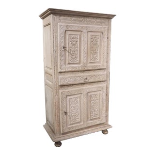 17th Century Painted Oak Homme Debout Cabinet From Southwest France For Sale