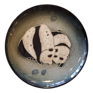 Chinese Handmade Decorative Ceramic Plate with Panda Bear For Sale