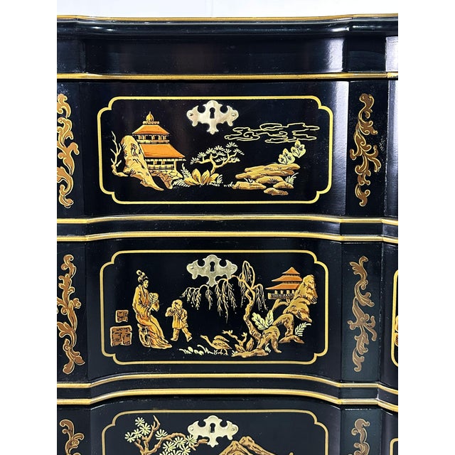 Maestro Antique ⇄ CLHD Supreme SP Combo Vintage Chinoiserie Gilt Decorated Blockfront 3-Drawer Chest