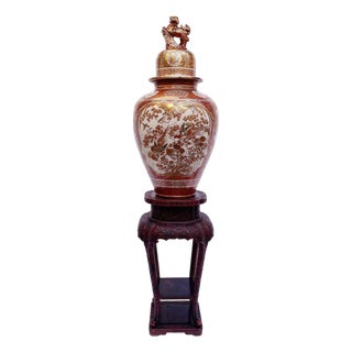Large Meiji Kutani Porcelain Vase, Late 1800s For Sale