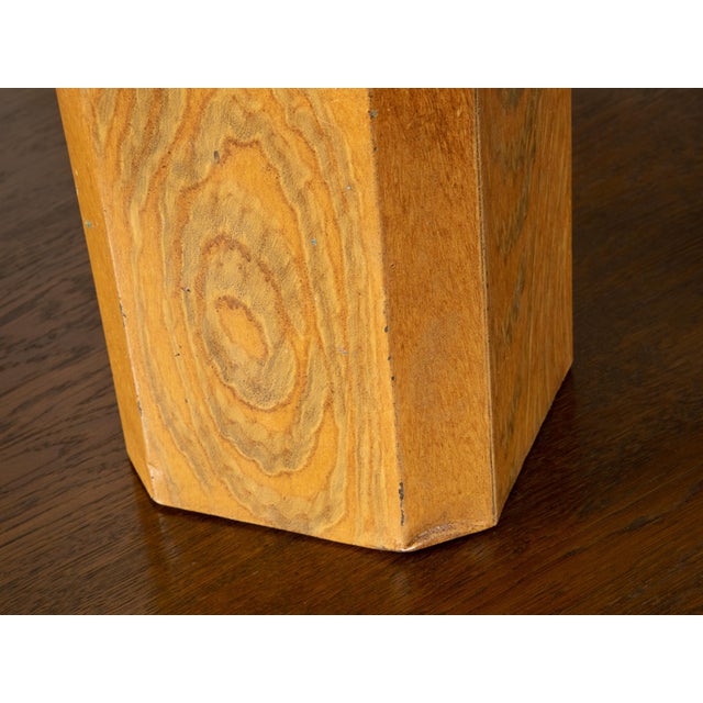 Yellow 19th Century, Octagonal Lidded Tin Canister with Yellow Faux Bois Finish For Sale - Image 8 of 9