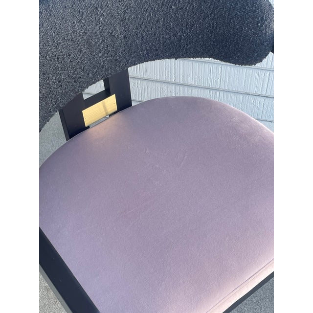 Conan Wood Dining Armchair Chair in Mauve and Black For Sale - Image 4 of 6