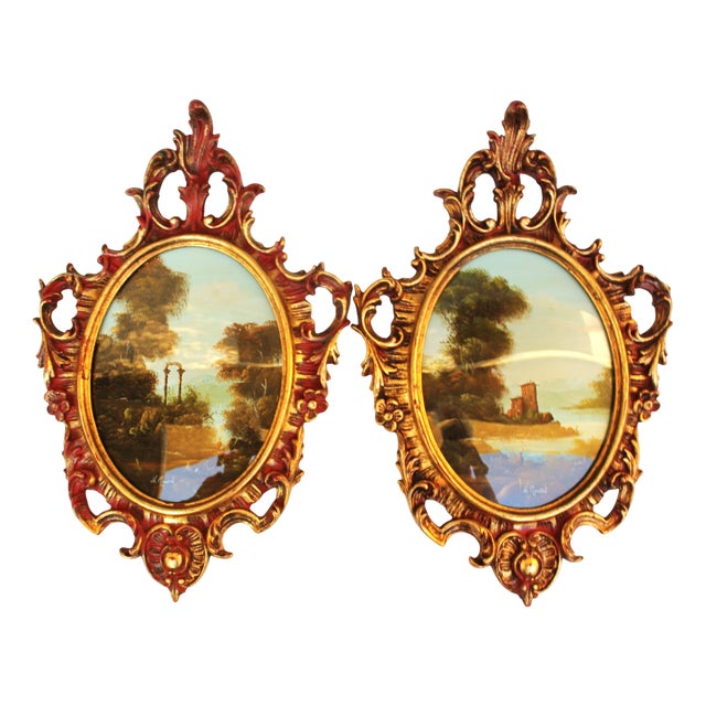 Muriel Halstead, Italian Landscapes, 1950s, Oil Paintings, Framed, Set of 2 For Sale