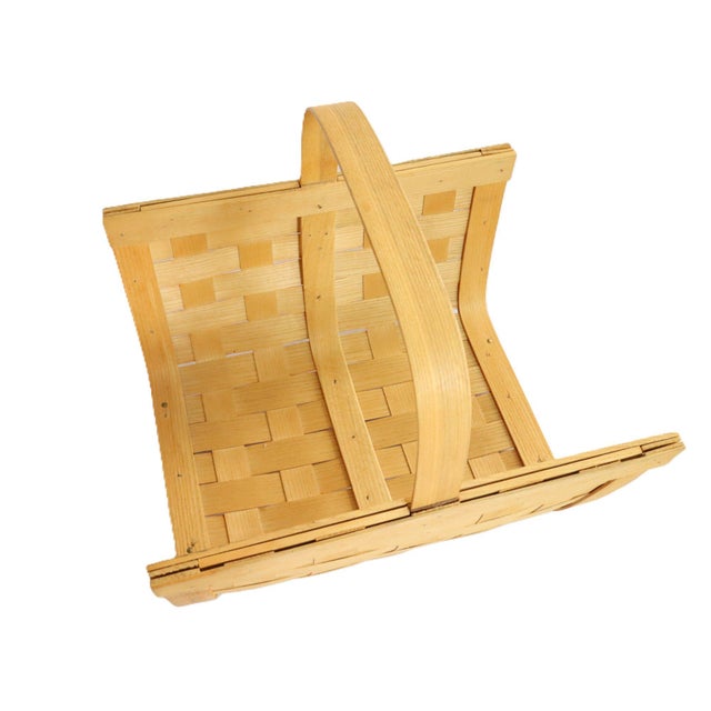 Vintage Peterboro Fireside Basket Made of Appalachian White Ash For Sale In Chicago - Image 6 of 14