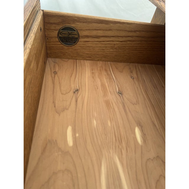 1990s 1990s Oakwood Interiors Lowboy Dresser Chest Four Cedar Drawers Cabinet Locking For Sale - Image 5 of 14