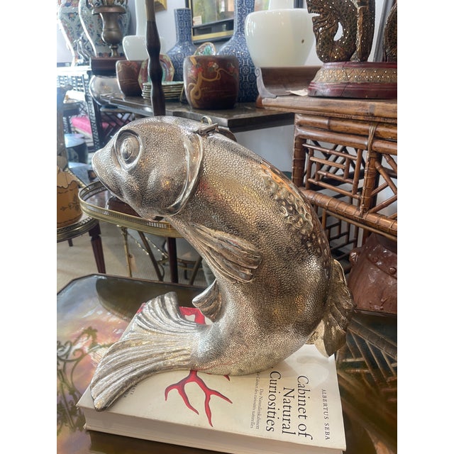 1970s Silver Fish Ice Bottle Cooler, Huge, Italian Silver Plate For Sale - Image 4 of 15
