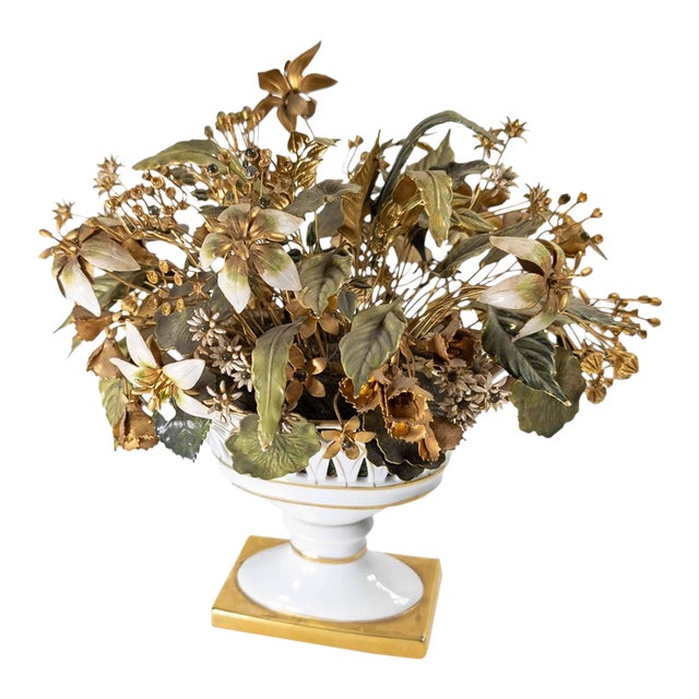 Mid-Century Jane Hutcheson for Gorham Tole Floral Planter or Jardiniere For Sale