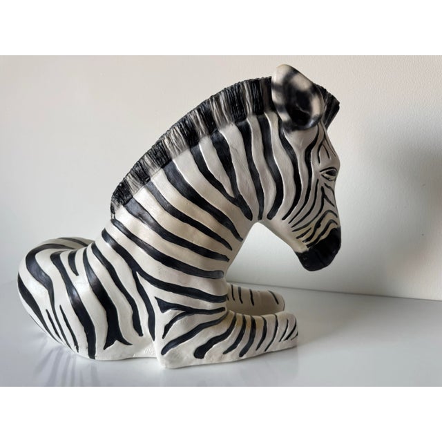 Large 1980’s Vintage Ceramic Zebra Sculpture For Sale - Image 10 of 12