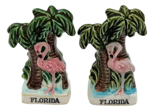 1950s Mid-Century Florida Flamingo Ceramic Salt & Pepper Shaker Set