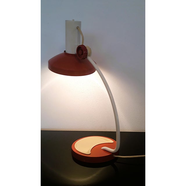 Mid-Century Table Lamp in Red & White, 1970s For Sale - Image 3 of 11
