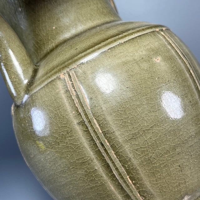 15th Century & Earlier Antique Chinese Celadon Carved Ewer Pitcher, Collectible Antique For Sale - Image 5 of 7