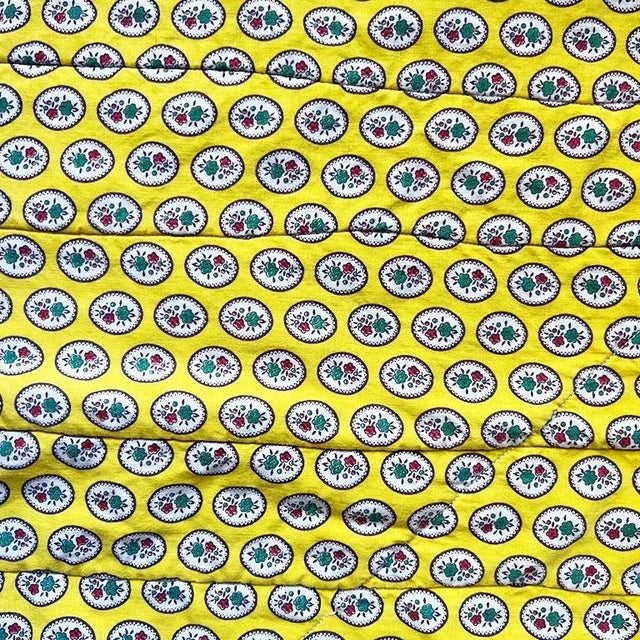 1960s Vintage Egyptian Matelasse Quilted Coverlet or Throw in Blue and Yellow For Sale - Image 5 of 8