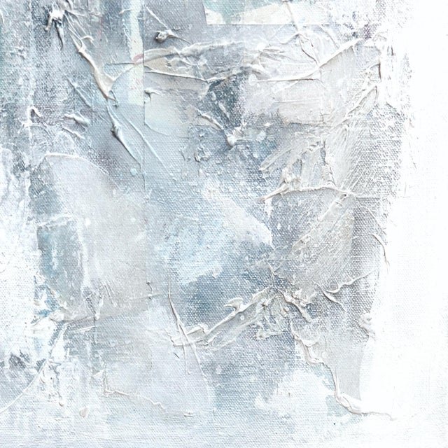 Contemporary Stormy - Textural Contemporary Abstract Minimalist Blue Tone Painting on Canvas Original Artwork by Le BohemianMuse For Sale - Image 3 of 8