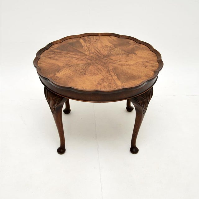 Pie Crust Coffee Table in Figured Walnut, 1920s For Sale - Image 6 of 6