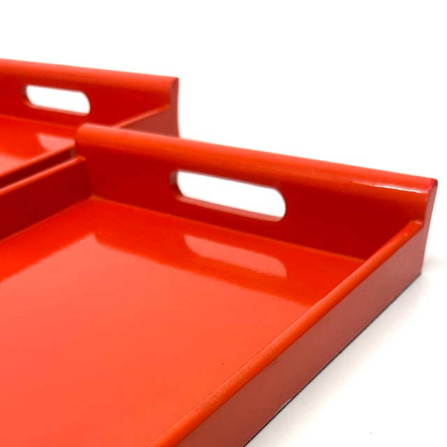 Vintage High Gloss Lacquer Red Nesting Trays - Set of 2 For Sale - Image 15 of 17