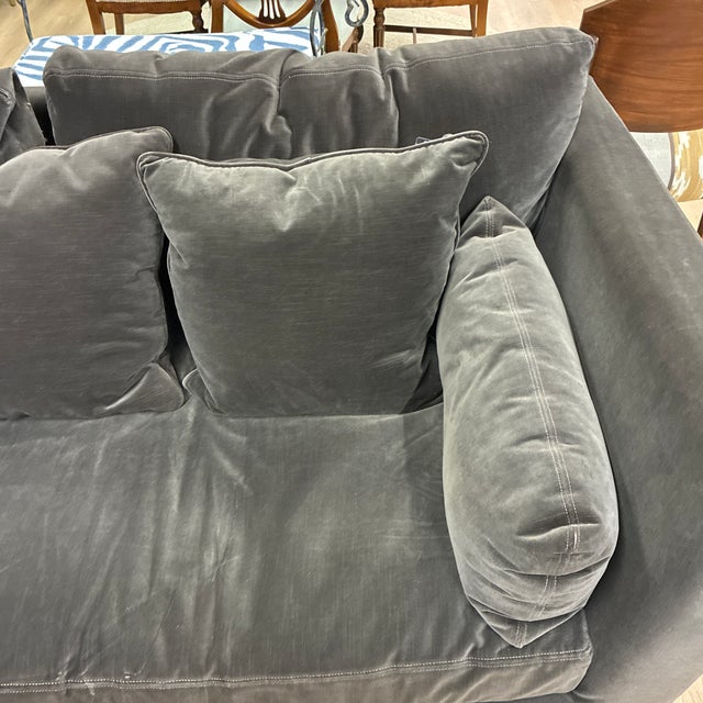 Textile Restoration Hardware (Rh) Cloud Performance Velvet Slip Cover Bench Cushion Couch For Sale - Image 7 of 7