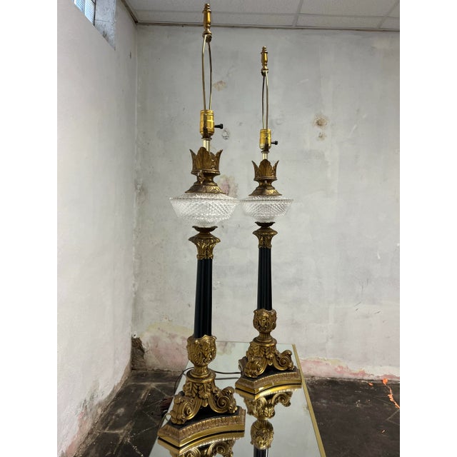 Metal Pair of Empire Style Lamps For Sale - Image 7 of 7