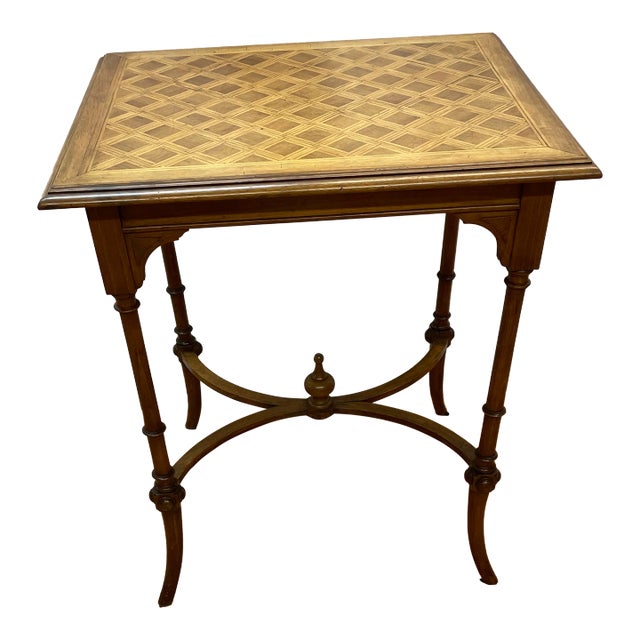 1920's Parquetry Top Table Singed Heuer For Sale